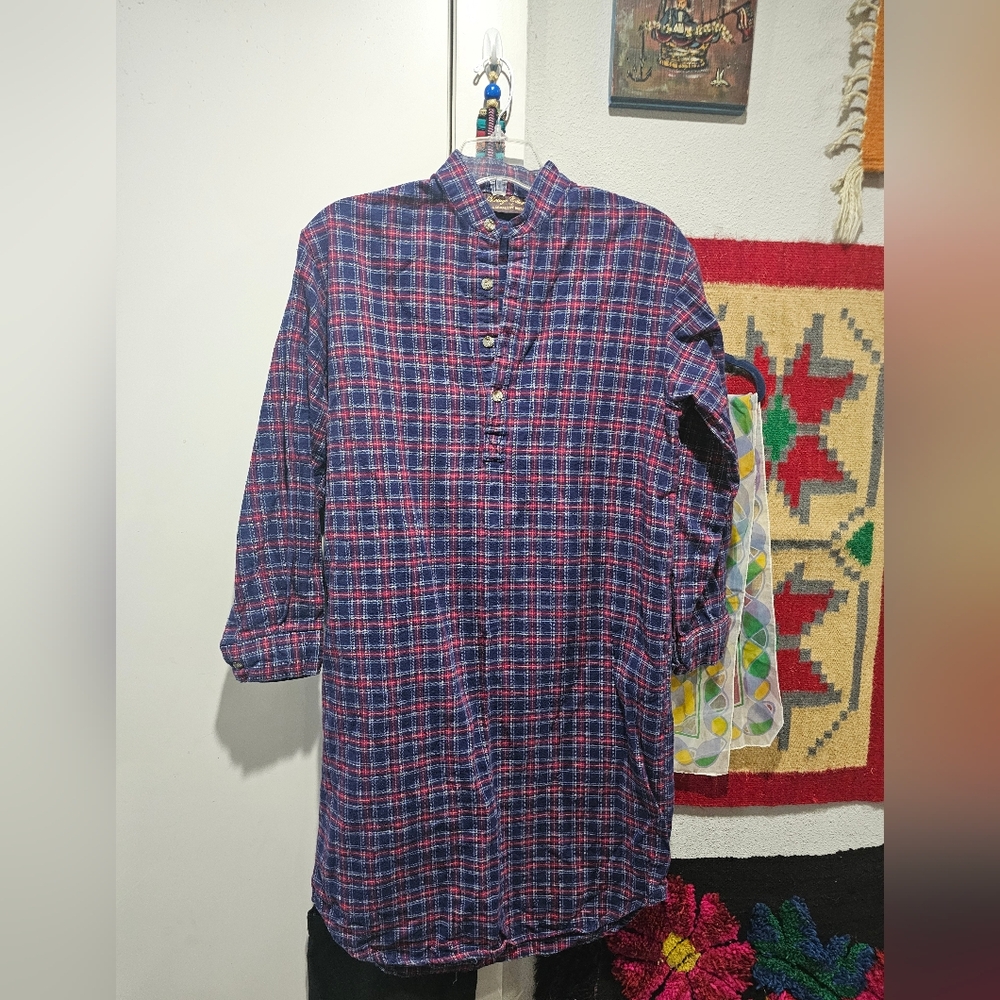 Vintage Collection by Leevalley Ireland Plaid Button-Up Tunic Pajamas M